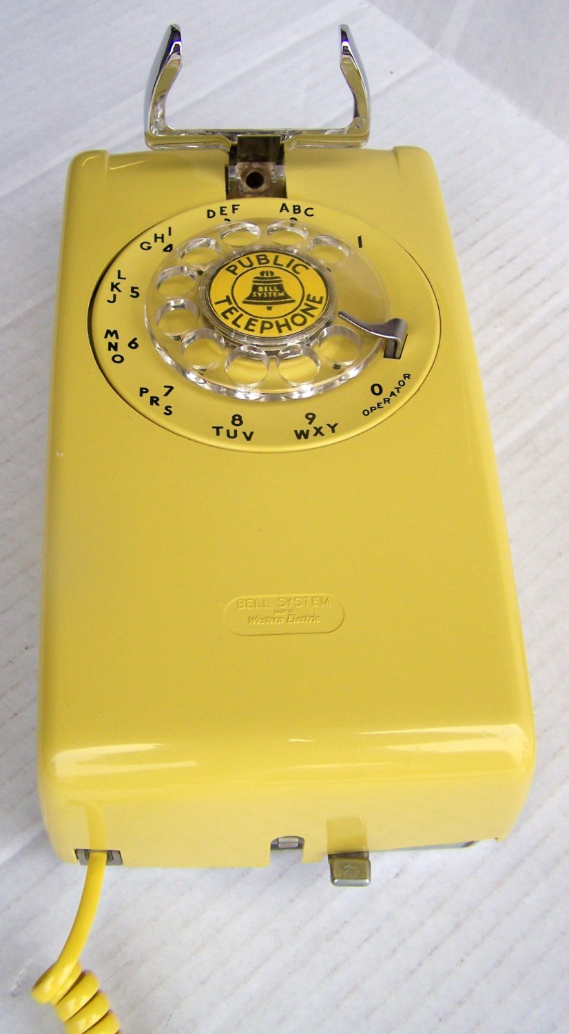 Western Electric 554 Yellow Rotary Dial Wall Phone Reconditioned