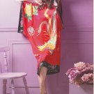 MB114003 Maternity Red Hand Painted Pure Silk Butterfly Sleeves Night Dress Gown Clearance Sale