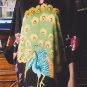 MB110015 Maternity Black Hand Painted Peacock Pure Silk Night Dress Gown Clearance Sale