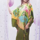 MB11003 Maternity Green Hand Painted Pure Silk Night Dress Gown Clearance Sale