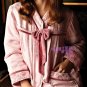Meibiao 420077 Pink Silk Extra Thick Winter Pajamas Set