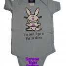 Happy Bunny I'm Cute, I Get It Blue Onesie Size Large