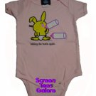 Happy Bunny Hitting The Bottle Pink Onesie Size Large