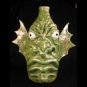 2004 Large 11" Hand Thrown Folk Art Face Jug Arts Craft Green Glaze - WV Studio Potter Gina Howell