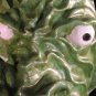 2004 Large 11" Hand Thrown Folk Art Face Jug Arts Craft Green Glaze - WV Studio Potter Gina Howell