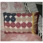 Americana Pillow American Flag designed of  handcrafted of Yo Yo's quilt circles and vintage linens