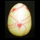 Fenton Art Glass Burmese Heart and Vine Egg Paperweight, Hanging Heart 1970s Robert Barber era