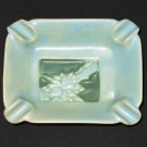 Roseville Pottery Silhouette Mid Century Modern Ashtray Aqua with Raised Floral Design