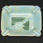 Roseville Pottery Silhouette Mid Century Modern Ashtray Aqua with Raised Floral Design