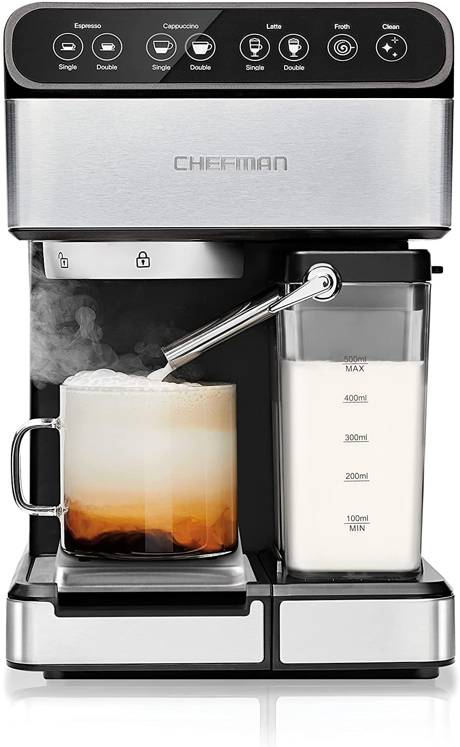 Chefman 6in1 Espresso Machine, Powerful 15Bar Pump