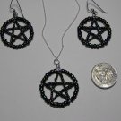 Beaded Pentacle Earrings and Necklace set