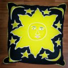 New Handpainted Batik Sun Star Moon Celestial 17"x17"  Cotton Pillow Cover Bali