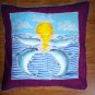 New Handpainted Batik Tropical Dolphins Sun 23X23 Inch Cotton Pillow Cover Bali