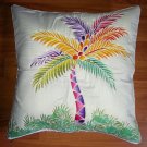 New Handpainted Batik Tropical Palm Tree 23X23 Inch Cotton Pillow Cover Bali