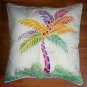 New Handpainted Batik Tropical Palm Tree 23X23 Inch Cotton Pillow Cover Bali