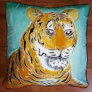 New Handpainted Batik Tiger 23X23 Inch Cotton Pillow Cover Bali New Handpainted Batik Tiger 23X23 Inch Cotton Pillow Cover Bali