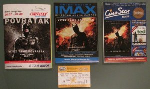 3 Movie PROGRAMS + TICKET stub Croatia, Dark Knight Rises promo Batman Christian Bale