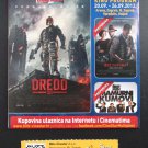 MOVIE PROGRAM + TICKET stub Croatia, Dredd 3D, Karl Urban, promo