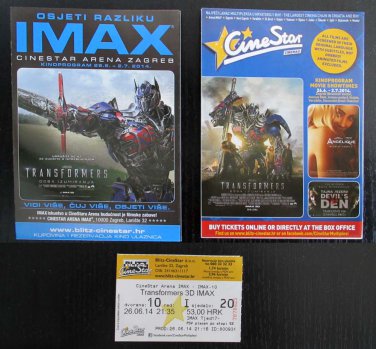 MOVIE PROGRAM + TICKET stub Croatia, Transformers age of extinction promo