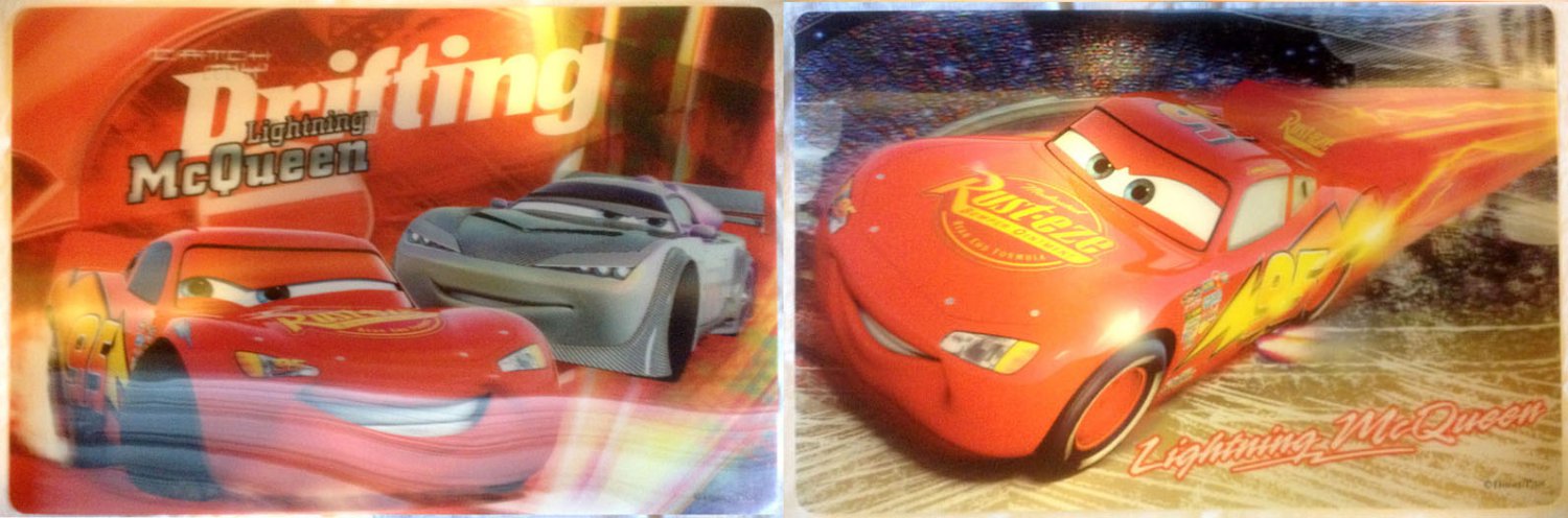 2 Disney Pixar Cars 3-D place mats plastic table mat kids Lightning McQueen