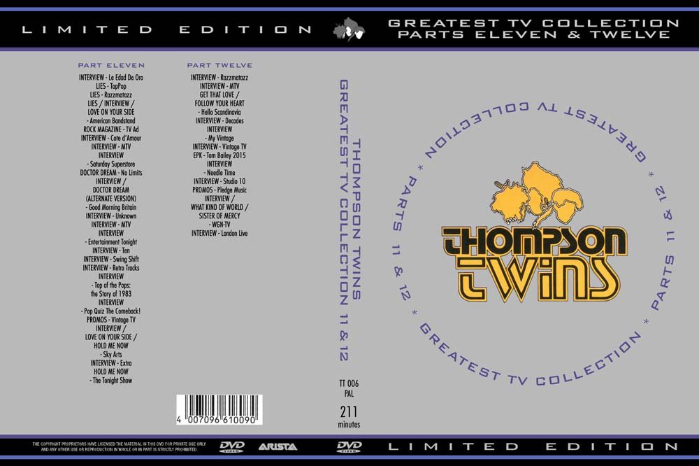 NEW Thompson Twins video - Greatest TV Collection 11 & 12 - 2 DVD promo interview Tom Bailey