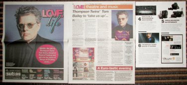 Thompson Twins Sub 89, Rewind live concert magazine clippings Reading Chronicle, Playboy, Tom Bailey
