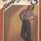 Simplicity 6517 Pattern for Misses straight leg pants in a waist size 28"