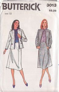 BUTTERICK PATTERN 3013 SIZE 12 MISSES' JACKET AND SKIRT UNCUT