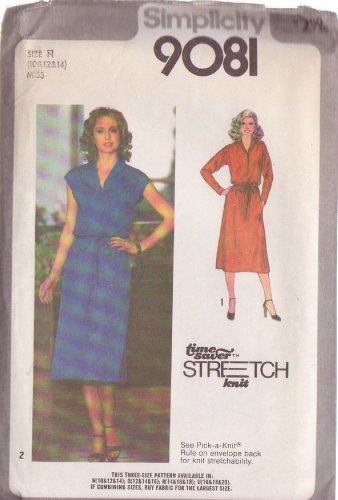 SIMPLICITY PATTERN 9081 SIZES 10, 12 14 MISSES' DRESS, BELT IN 2 VARIATIONS
