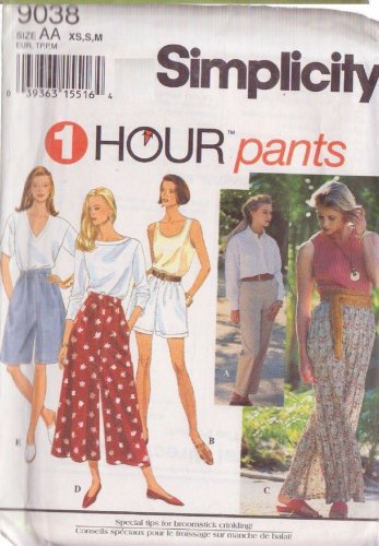 SIMPLICITY PATTERN 9038 SIZES XS/S/M MISSES' SET OF PANTS OR SHORTS UNCUT