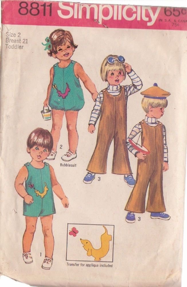 SIMPLICITY PATTERN 8811 TODDLERS’ JUMPSUIT 2 LENGTHS SIZE 2
