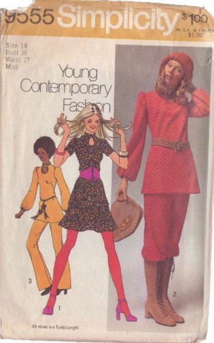 SIMPLICITY PATTERN 9555 SIZE 14 MISSES' PANTS, KNICKERS, TUNIC, MINI SKIRT
