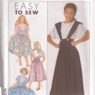 SIMPLICITY PATTERN 9528 SZ 7-14 GIRL'S PULLOVER TOP, SUSPENDER SKIRT UNCUT
