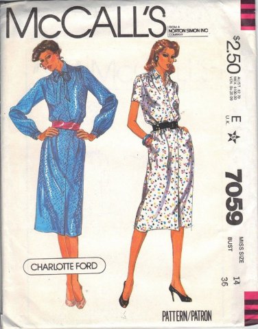 McCall's pattern 7059  size 14 dated 1980, for a Misses' dress