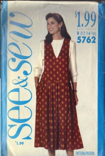 BUTTERICK PATTERN 5762 SIZES 12-14-16 MISSES' JUMPER AND TOP