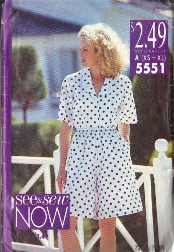 BUTTERICK PATTERN 5551 SIZES XS-SM, MD, LG, XL MISSES' SHIRT AND SHORTS
