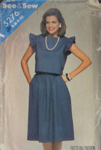 BUTTERICK PATTERN 5276 SIZES 6-8-10 MISSES' TOP AND SKIRT
