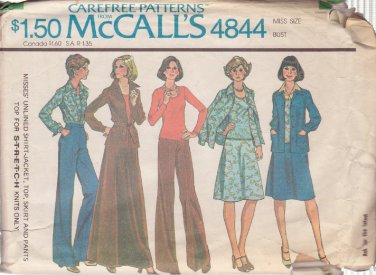 McCALL'S PATTERN 4844 SIZE 10 MISSES' SHIRT-JACKET, TOP, SKIRT, PANTS