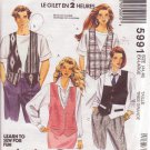 McCALL'S PATTERN 5991 SIZES XL 44/46 MISSES' OR MEN'S VEST IN 3 VARIATIONS