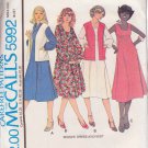 McCALL'S PATTERN 5992 SZ 12 MISSES' DRESS IN 3 VARIATIONS AND VEST UNCUT