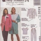 McCALL'S PATTERN 6400 SIZES 12/14/16 MISSES' JACKET, TOP, PANTS, SHORTS  UNCUT