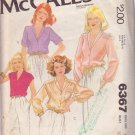 McCALL'S PATTERN 6367 SIZE 10 MISSES' BLOUSES IN 4 VARIATIONS