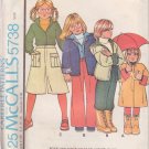 McCALL'S PATTERN 5738 SZ 6 CHILD'S COAT OR JACKET, SHIRT, PANTS, CULOTTES UNCUT McCALL'S PATTERN 5738 SZ 6 CHILD'S COAT OR JACKET, SHIRT, PANTS, CULOTTES UNCUT