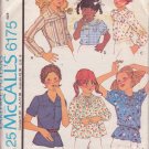 McCALL'S PATTERN 6175 SIZE 4 GIRLS' SET OF BLOUSES IN 6 VARIATIONS McCALL'S PATTERN 6175 SIZE 4 GIRLS' SET OF BLOUSES IN 6 VARIATIONS