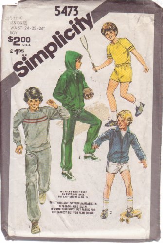 SIMPLICITY PATTERN 5473 SZS 8/10/12 BOYS' JACKET WITH HOOD, TOPS, PANTS, SHORTS