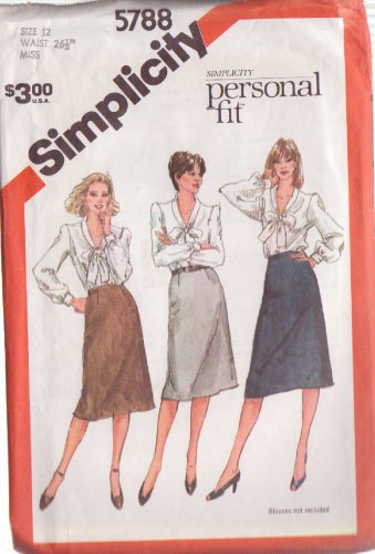 SIMPLICITY VINTAGE PATTERN 5788 SIZE 12 MISSES' SLIM SKIRT PROPORTIONED