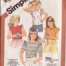 SIMPLICITY VINTAGE PATTERN 5859 SIZE 10/12/14 GIRL'S ONE YARD TOPS 4 VARIATIONS