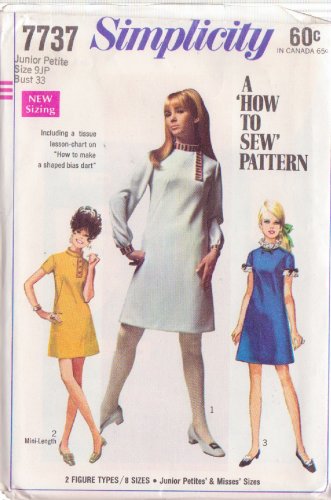 SIMPLICITY VINTAGE PATTERN 7737 SZ 9JP JR/PET DRESS 2 LTH 3 STYLES UNCUT