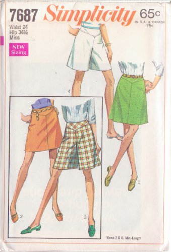 SIMPLICITY PATTERN 7687 SIZE 24 MISSES' SKIRT OR PANTSKIRT IN 2 LENGTHS UNCUT