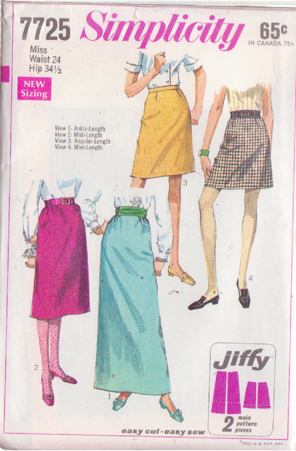 Simplicity Pattern 7725 Misses Skirts In 4 Lengths Size 24 